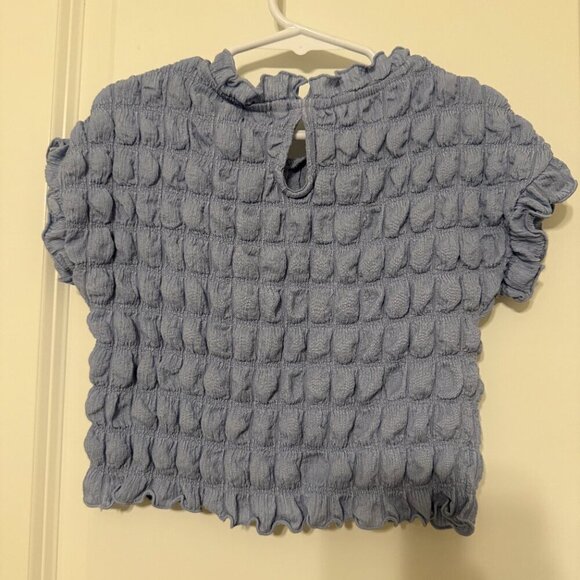 Blue Smocked Ruffle Crop Top - Size 4T - Picture 4 of 4